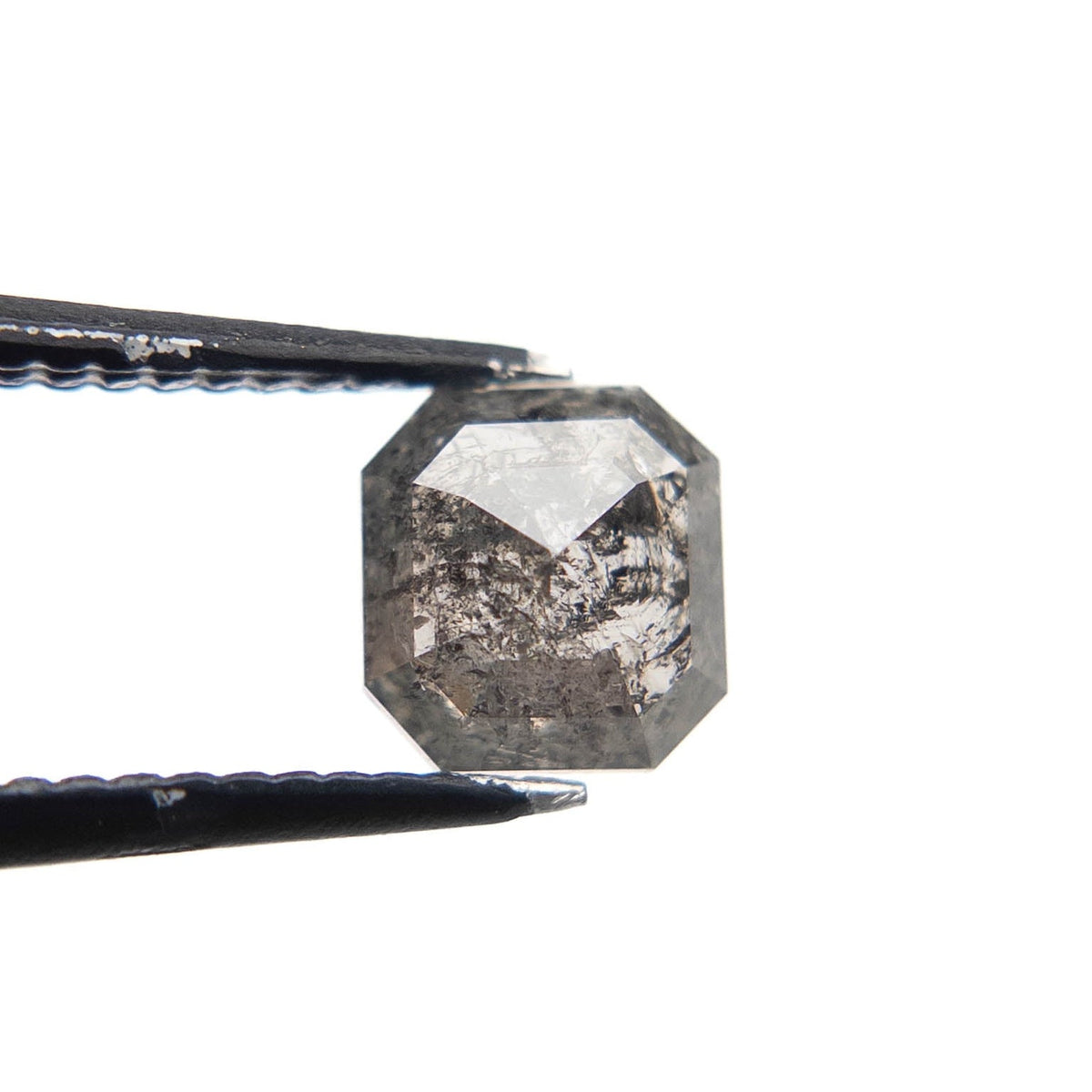 1.06 Carat Black Salt and Pepper Rose Cut Asscher Diamond