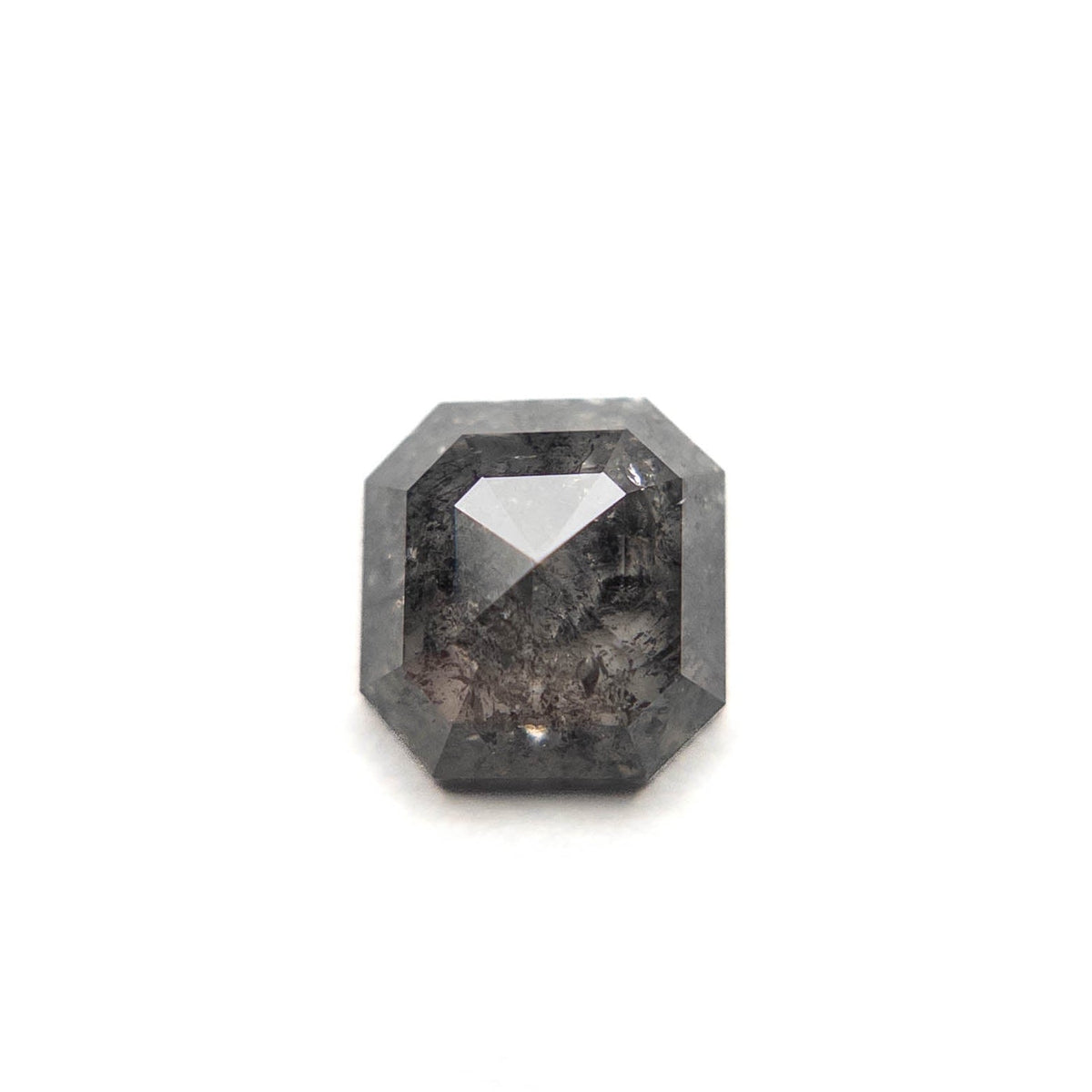 1.06 Carat Black Salt and Pepper Rose Cut Asscher Diamond