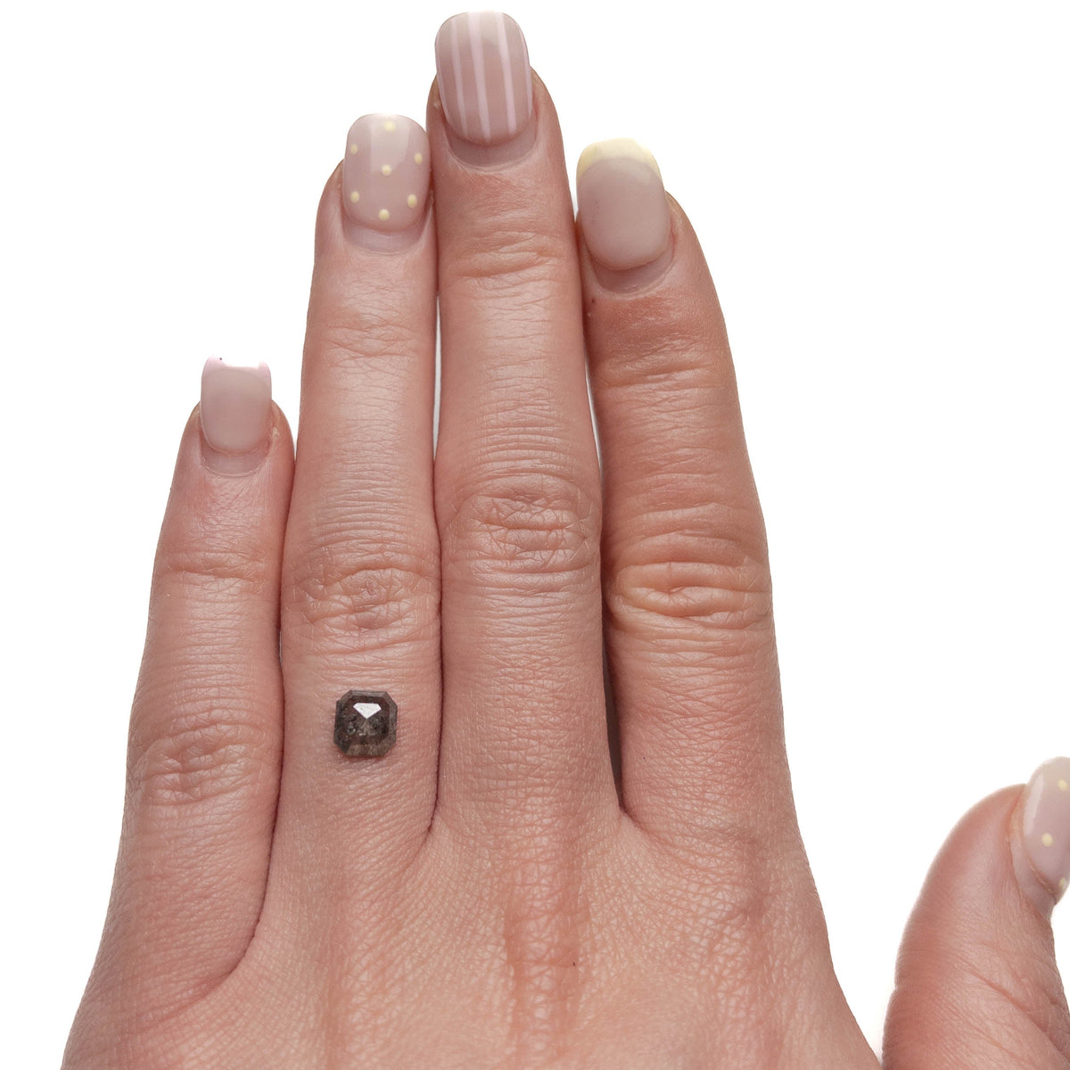 1.06 Carat Black Salt and Pepper Rose Cut Asscher Diamond