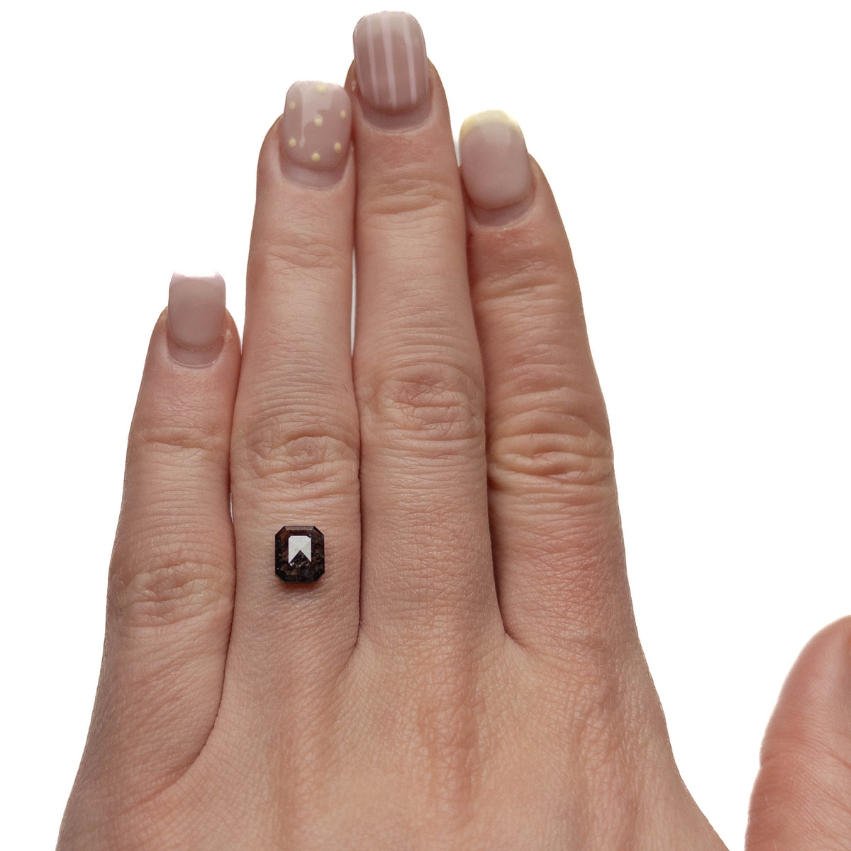 1.34 Carat Black Speckled Rose Cut Emerald Diamond