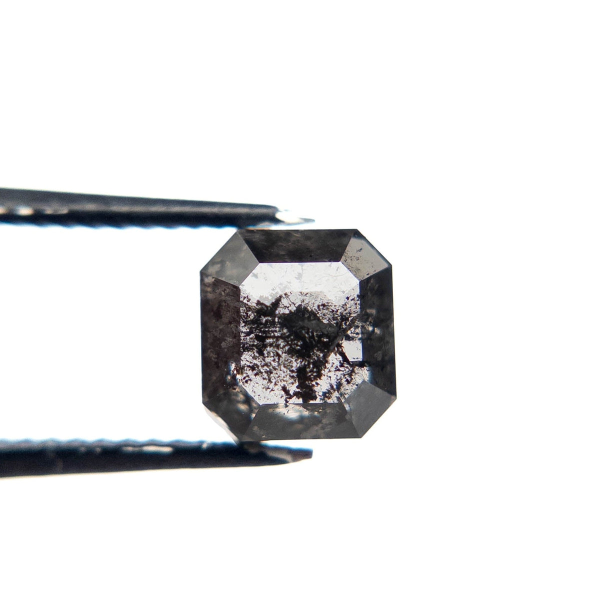 1.67 Carat Black Speckled Rose Cut Asscher Diamond