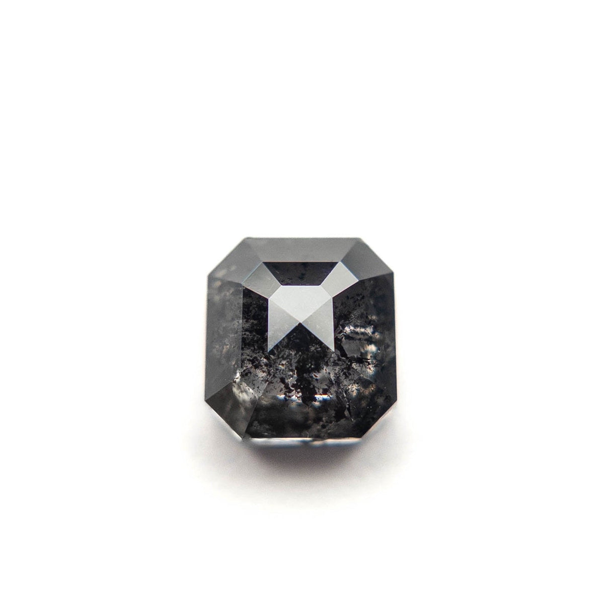 1.67 Carat Black Speckled Rose Cut Asscher Diamond