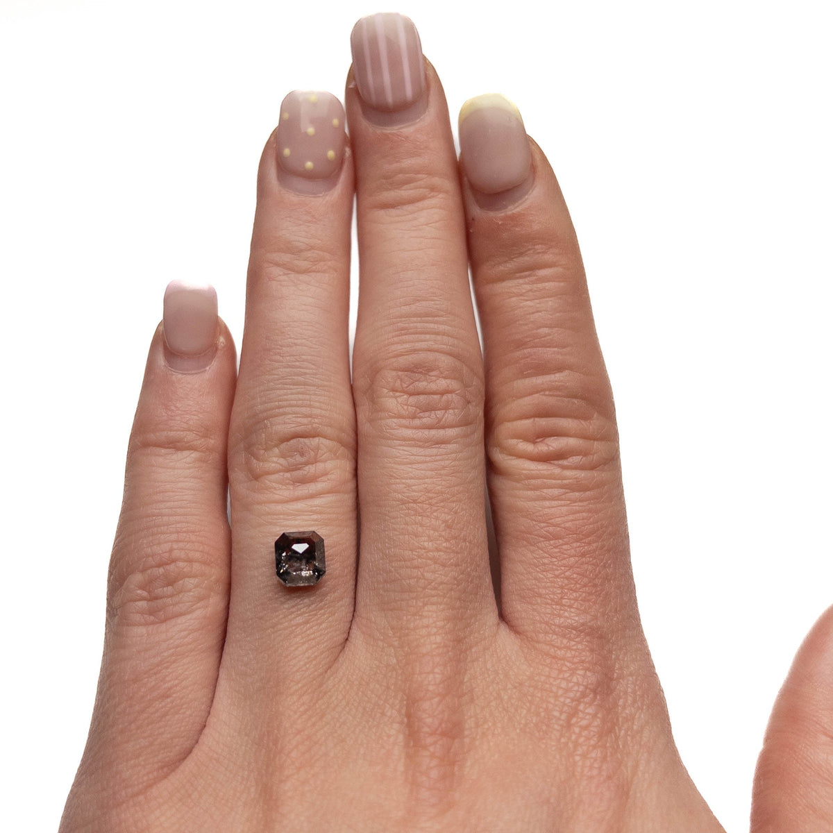 1.67 Carat Black Speckled Rose Cut Asscher Diamond
