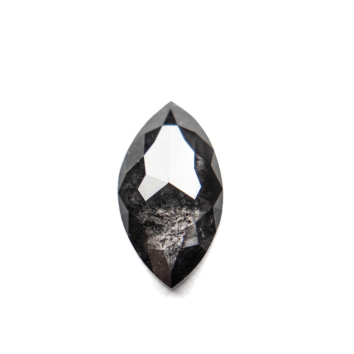 1.42 Carat Black Salt and Pepper Rose Cut Marquise Diamond