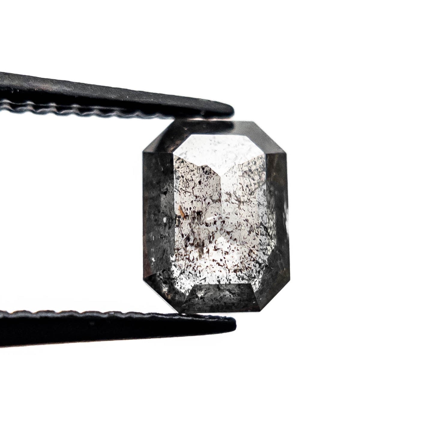 1.19 Carat Salt and Pepper Rose Cut Emerald Diamond