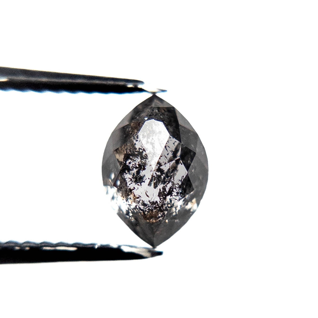 1.11 Carat Salt and Pepper Rose Cut Marquise Diamond