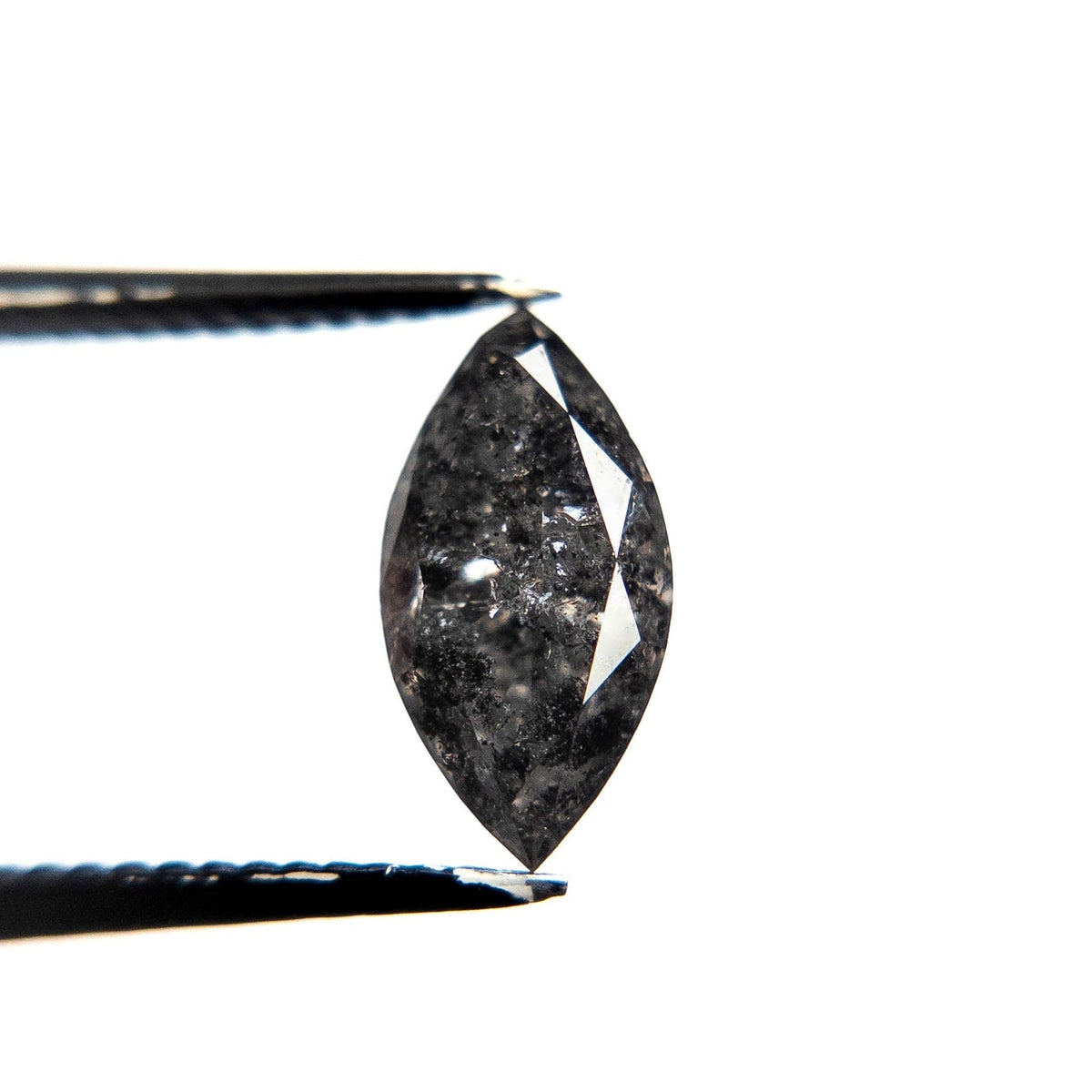1.73 Carat Black Salt and Pepper Brilliant Cut Marquise Diamond