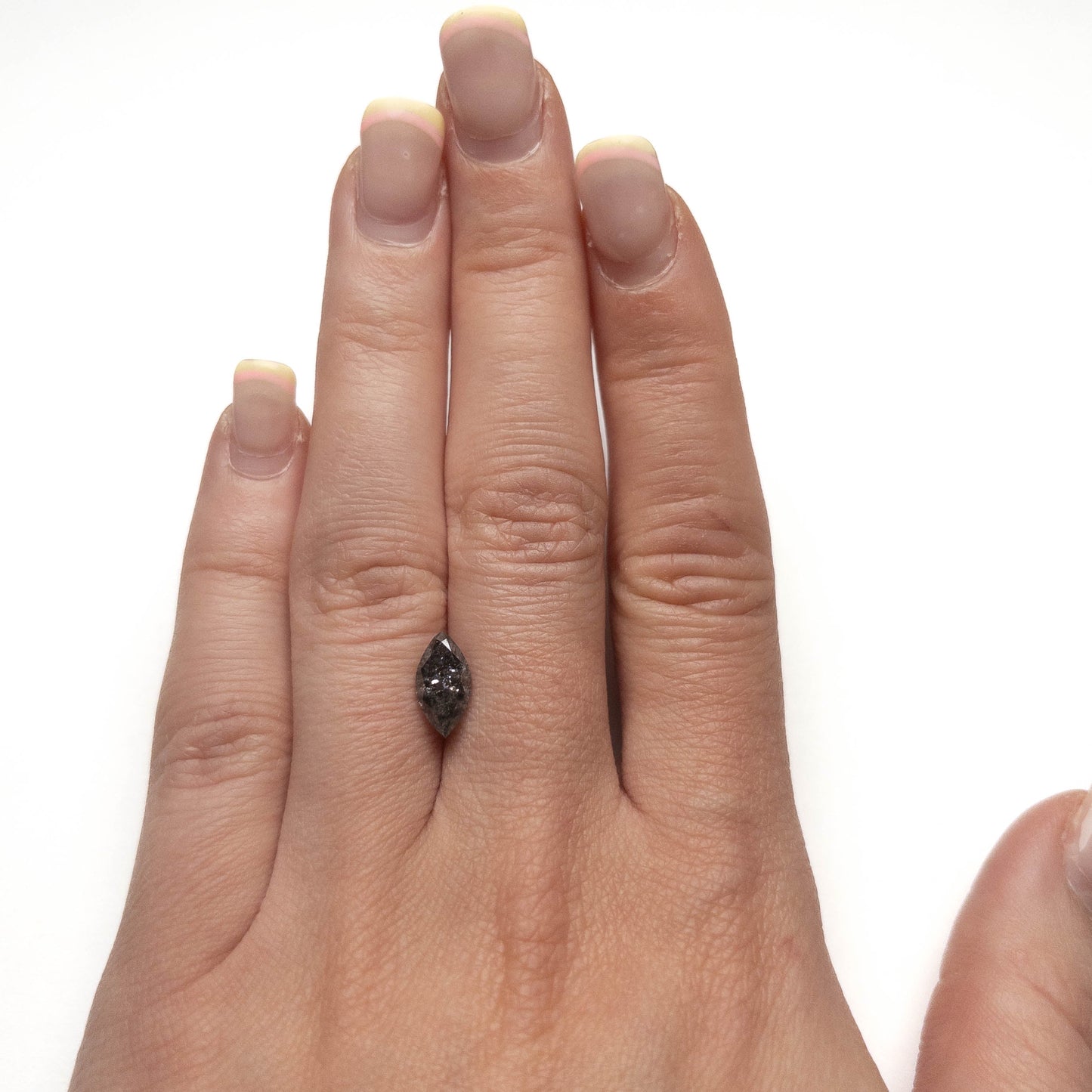 1.73 Carat Black Salt and Pepper Brilliant Cut Marquise Diamond