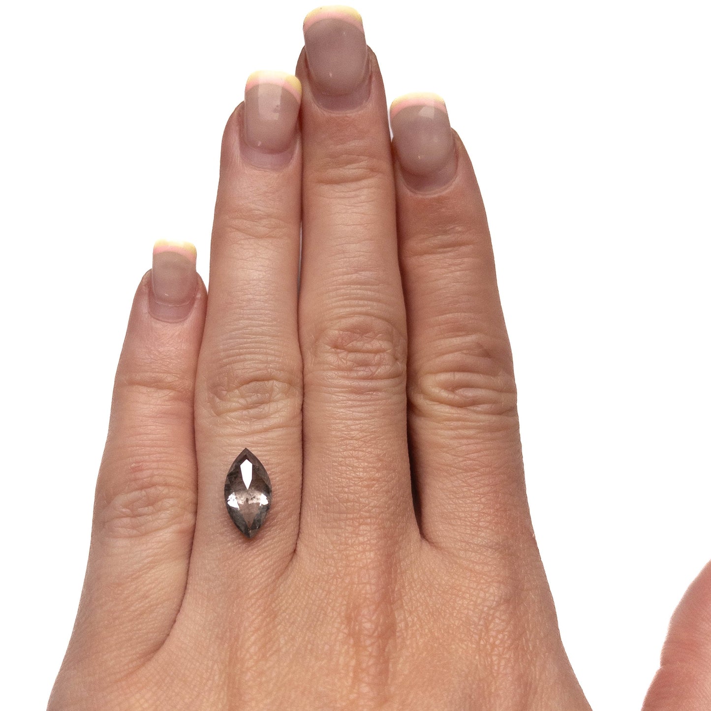 2.53 Carat Salt and Pepper Double Cut Marquise Diamond