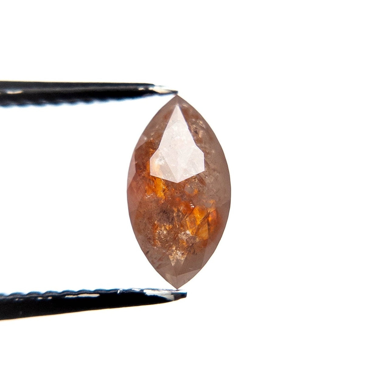 1.27 Carat Orange Salt and Pepper Double Cut Marquise Diamond