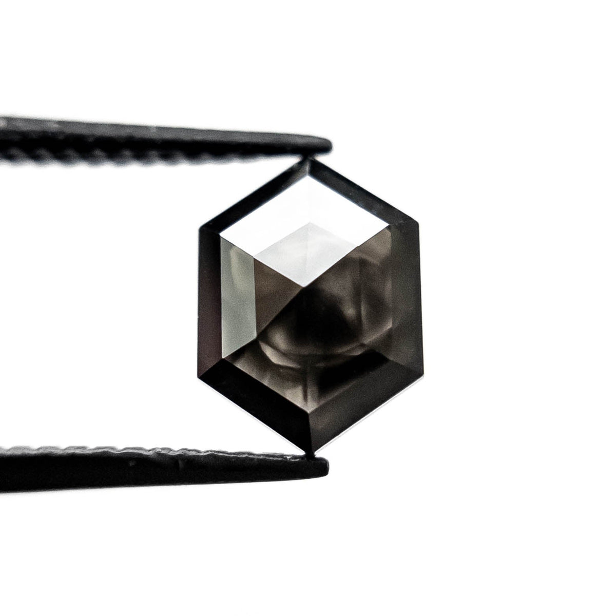 1.90 Carat Smoky Black Double Cut Hexagon Diamond