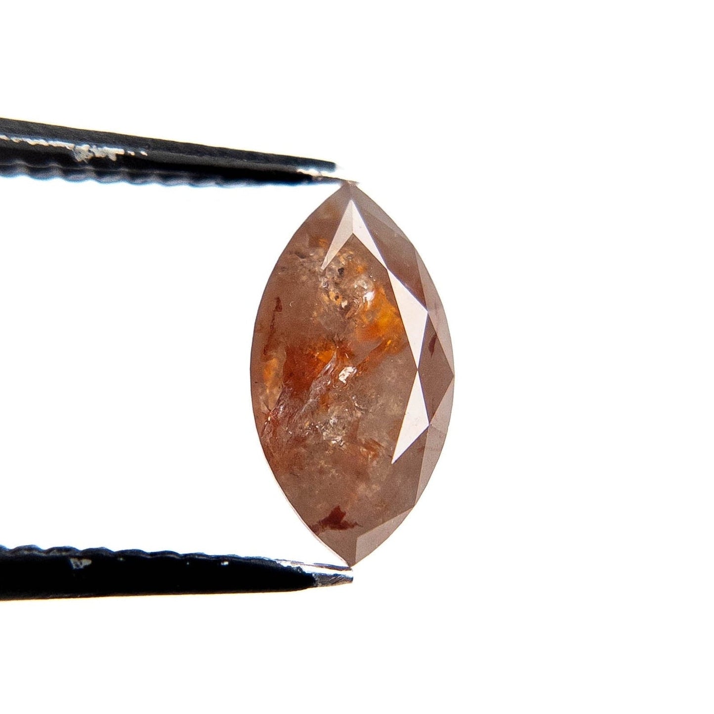 1.27 Carat Orange Salt and Pepper Double Cut Marquise Diamond