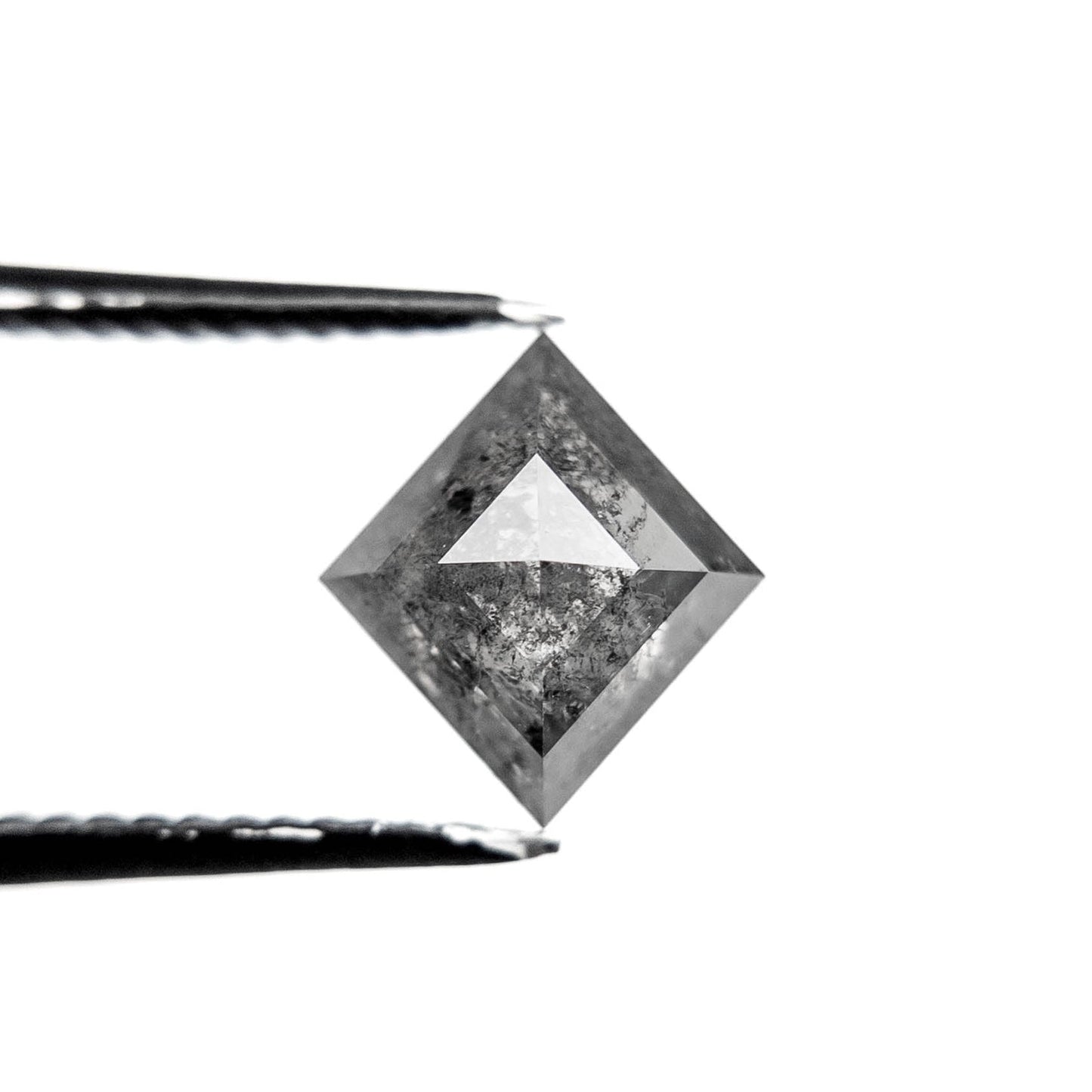 1.40 Carat Black Salt and Pepper Rose Cut Lozenge Diamond