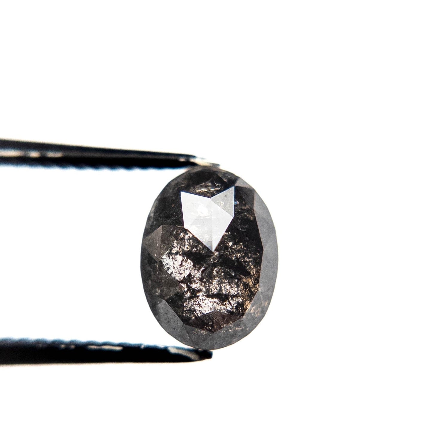2.20 Carat Black Salt and Pepper Rose Cut Oval Diamond