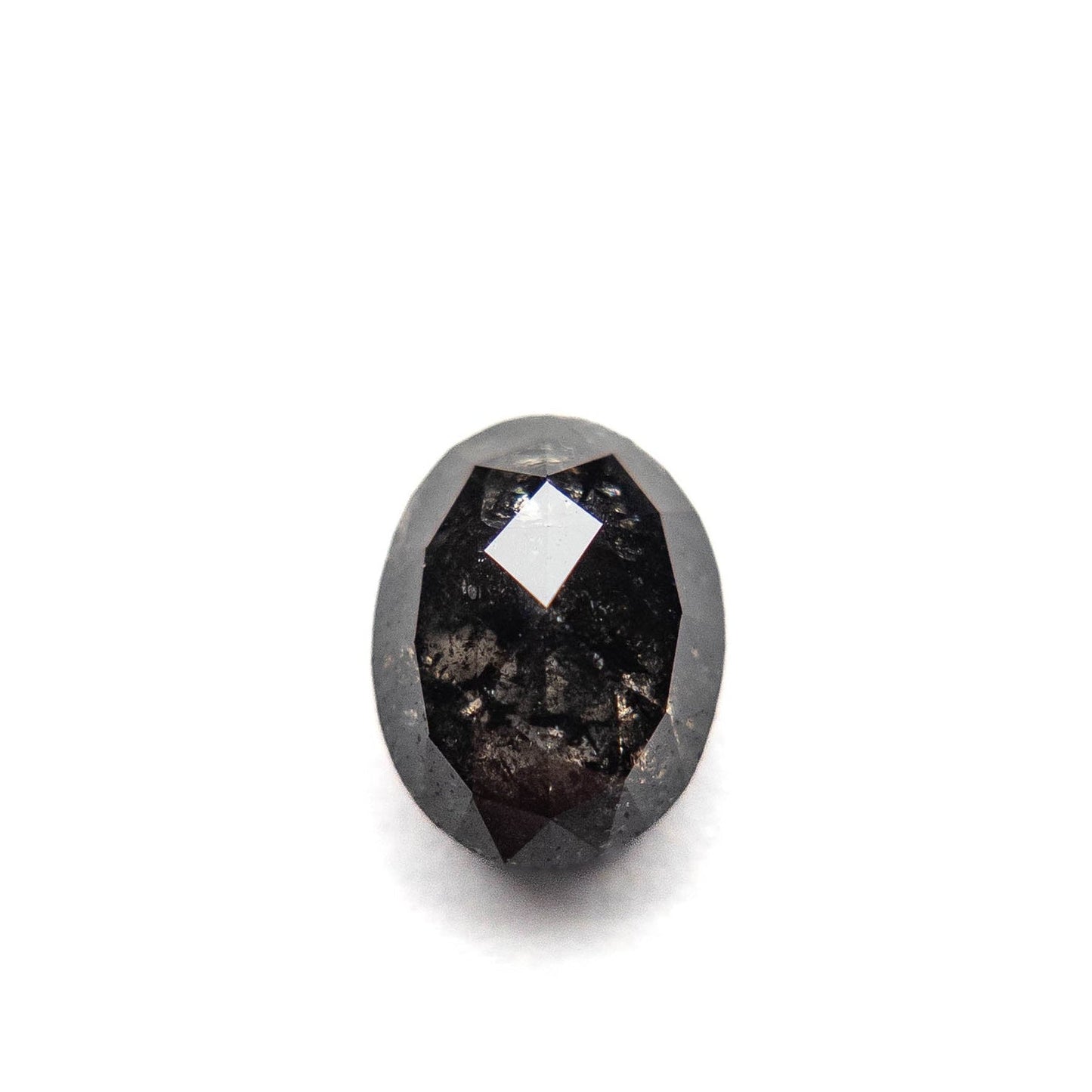 2.20 Carat Black Salt and Pepper Rose Cut Oval Diamond