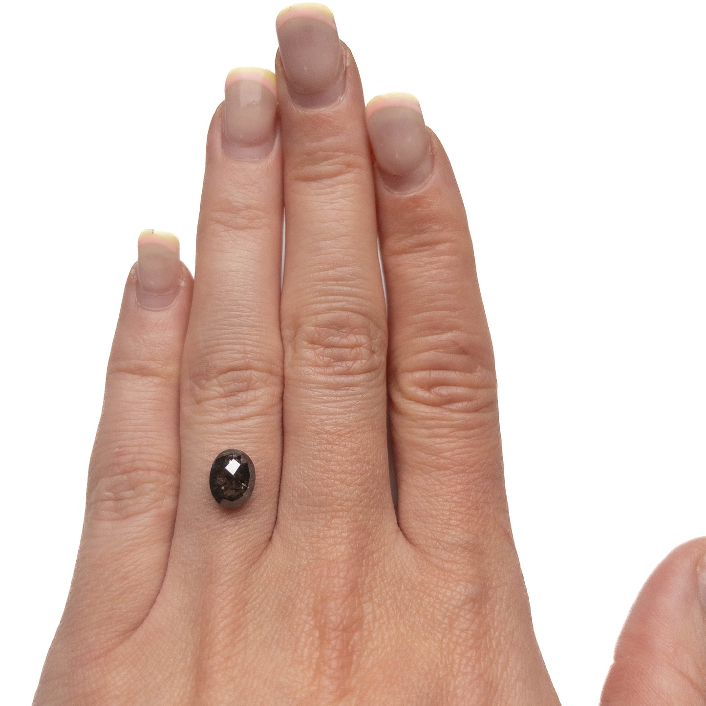 2.20 Carat Black Salt and Pepper Rose Cut Oval Diamond
