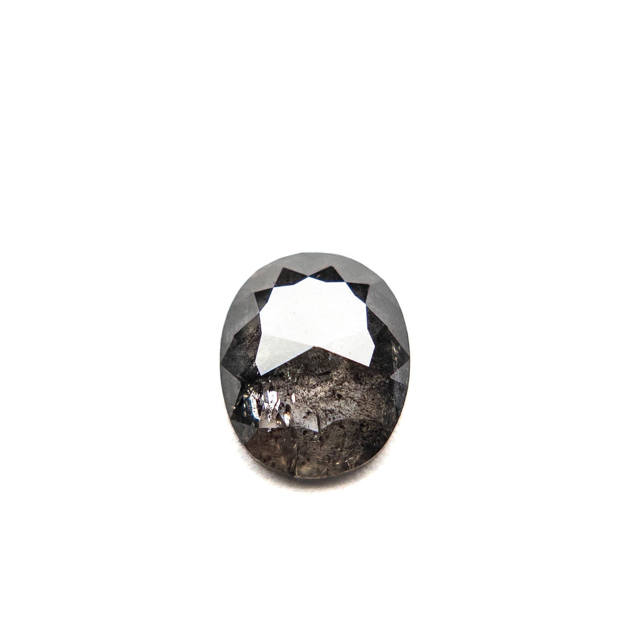 1.06 Carat Black Salt and Pepper Rose Cut Oval Diamond
