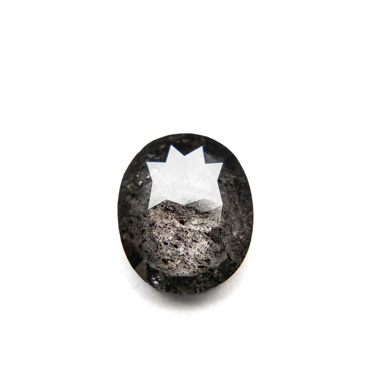 2.57 Carat Black Salt and Pepper Rose Cut Oval Diamond