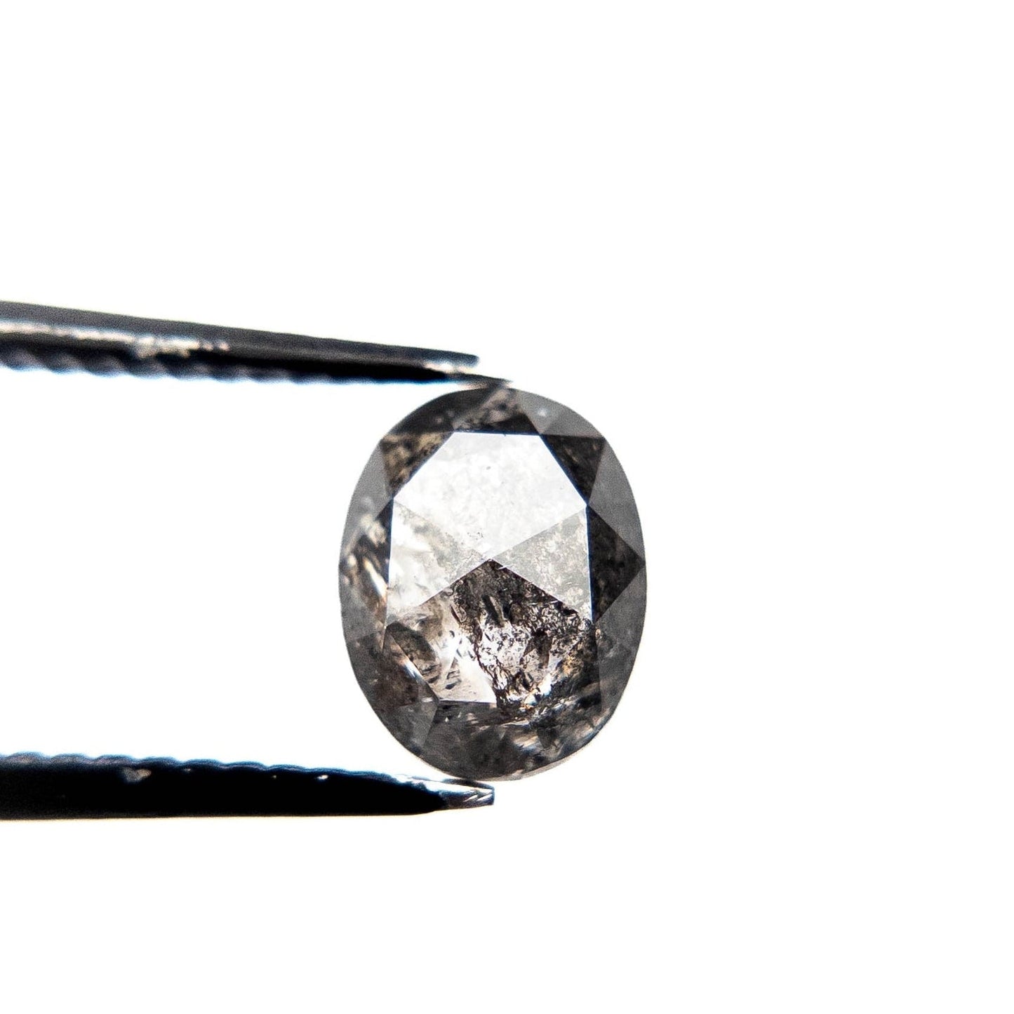 1.34 Carat Salt and Pepper Rose Cut Oval Diamond