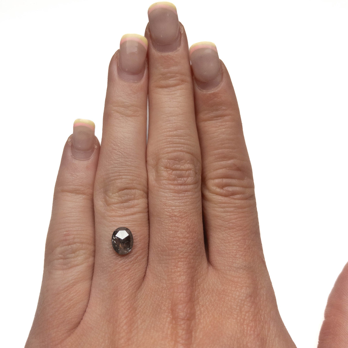 1.34 Carat Salt and Pepper Rose Cut Oval Diamond