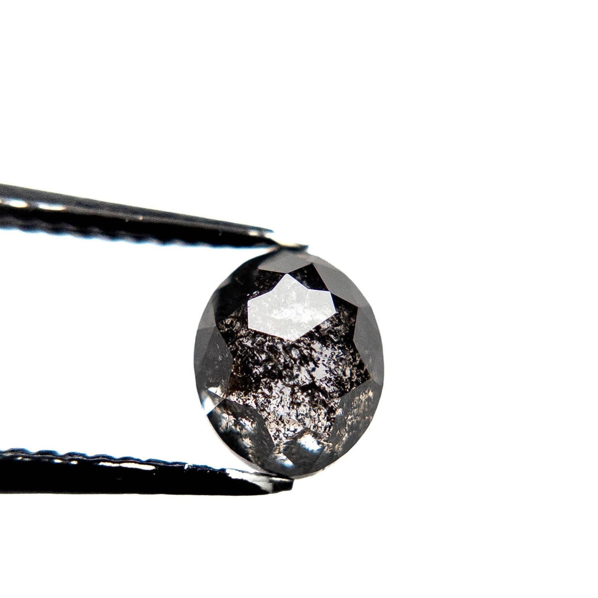 1.72 Carat Salt and Pepper Rose Cut Oval Diamond