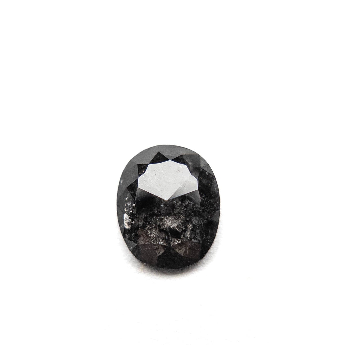 1 Carat Black Salt and Pepper Rose Cut Oval Diamond