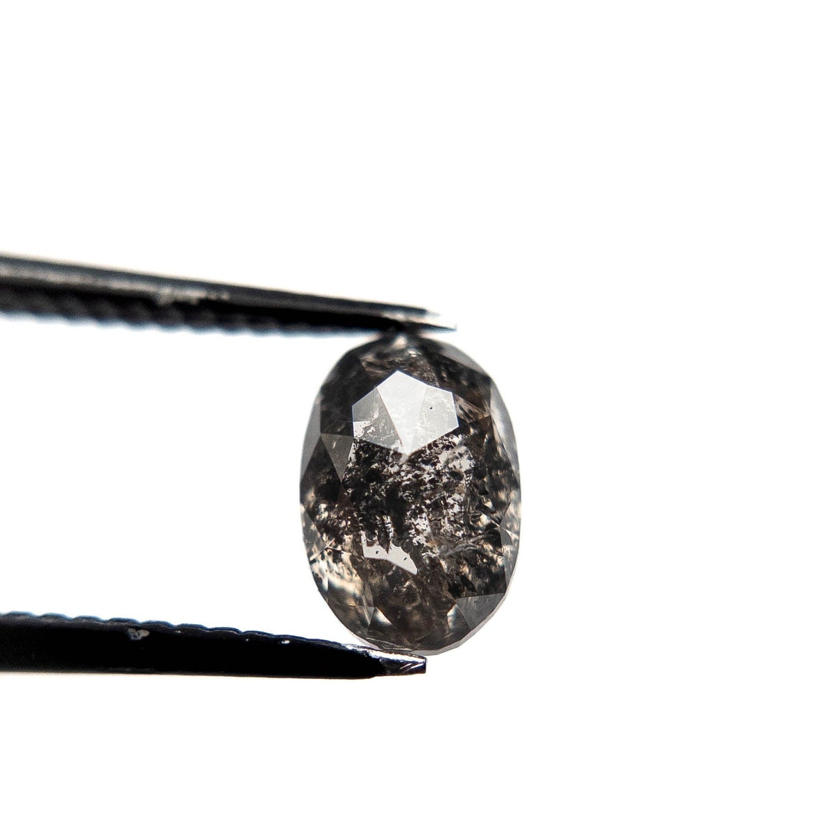 1.45 Carat Black Salt and Pepper Double Cut Oval Diamond