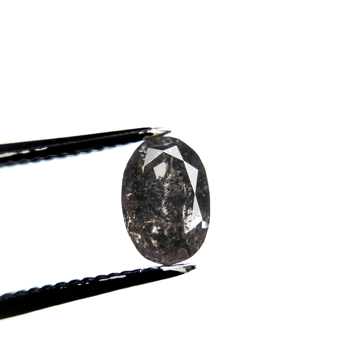 1.45 Carat Black Salt and Pepper Double Cut Oval Diamond