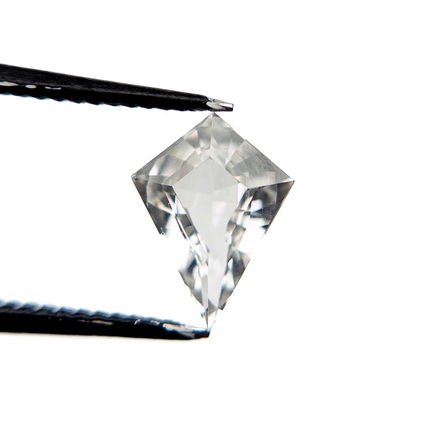 1.74 Carat Clear White Double Cut Kite Sapphire