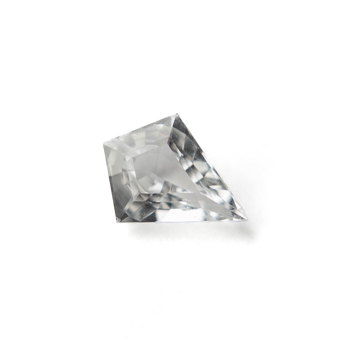 1.74 Carat Clear White Double Cut Kite Sapphire