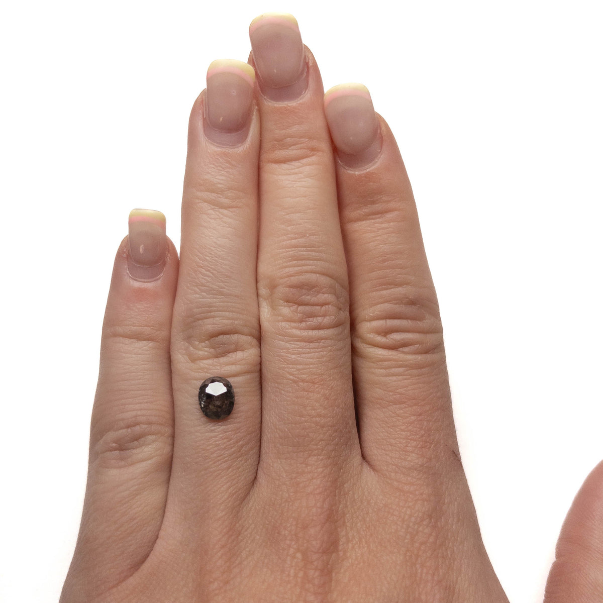 1 Carat Black Salt and Pepper Rose Cut Oval Diamond
