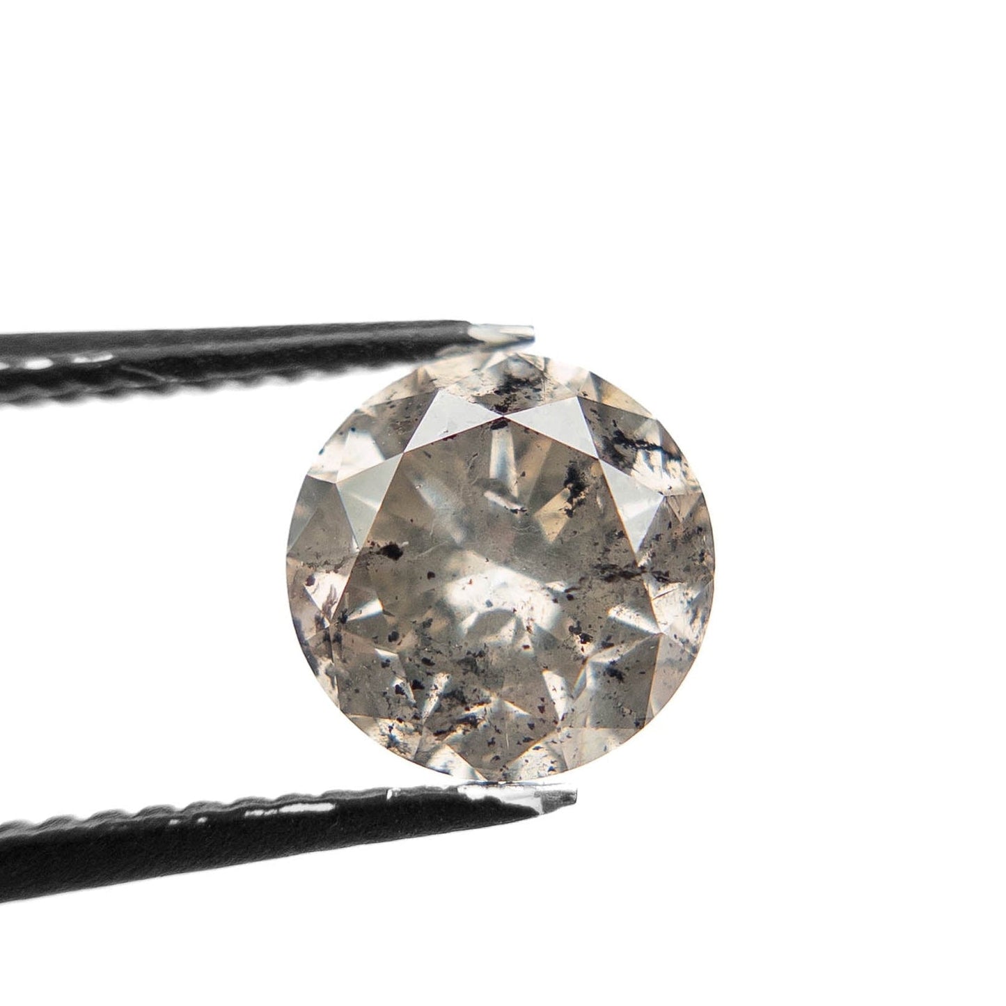 2.07 Carat Salt and Pepper Brilliant Cut Round Diamond