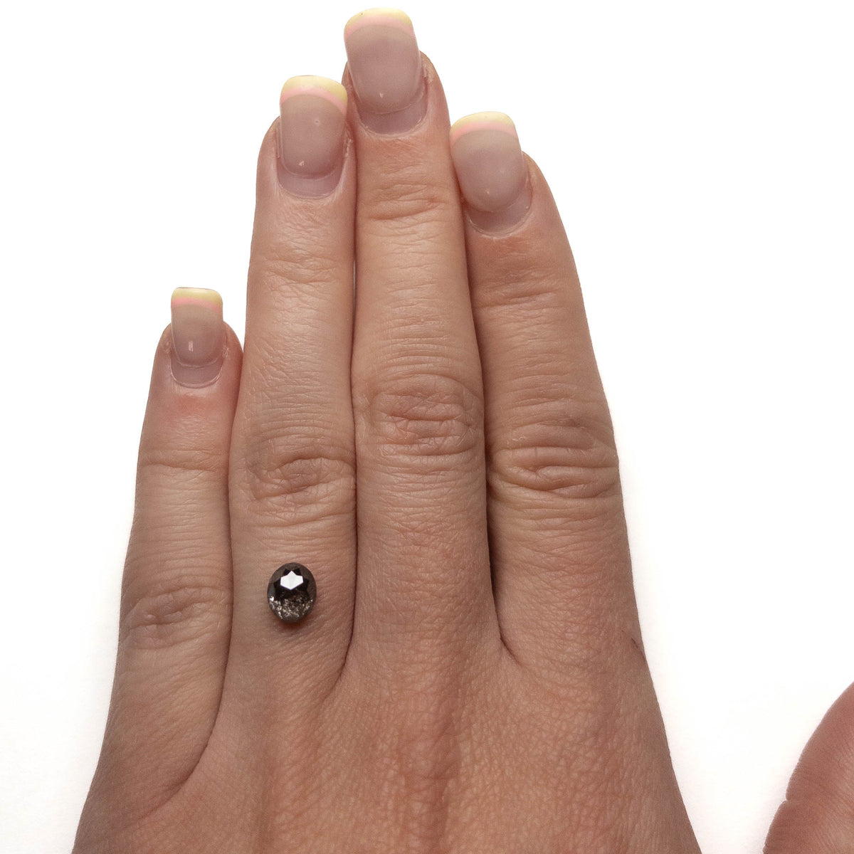 1.72 Carat Salt and Pepper Rose Cut Oval Diamond
