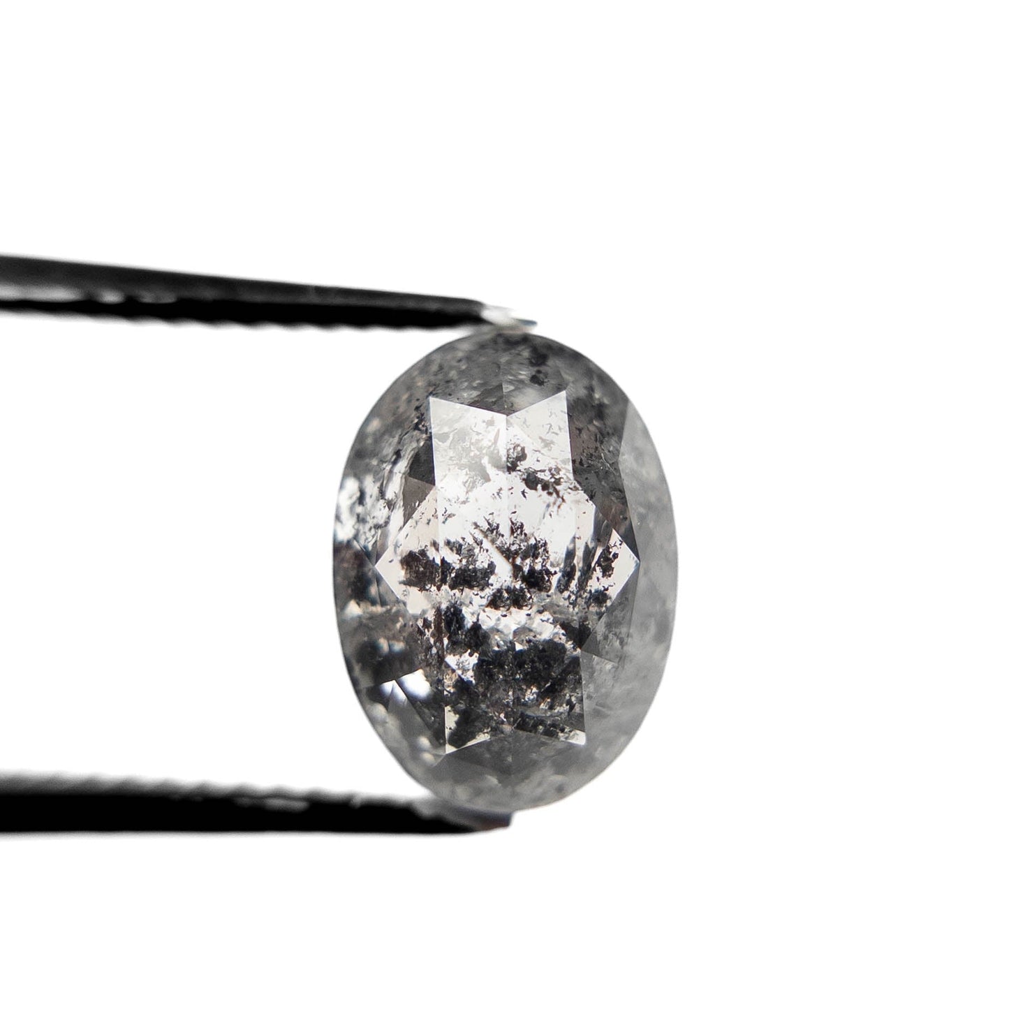2.97 Carat Salt and Pepper Rose Cut Oval Diamond