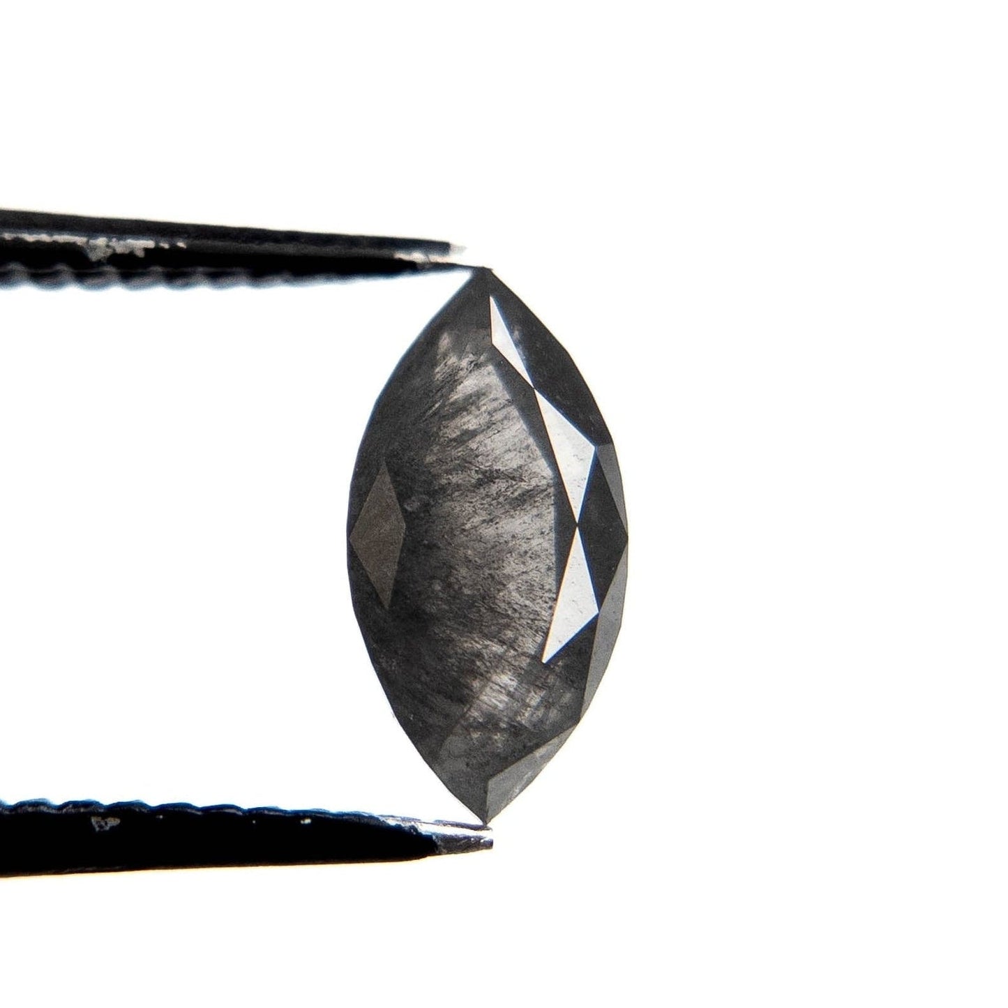 1.17 Carat Black Salt and Pepper Double Cut Marquise Diamond