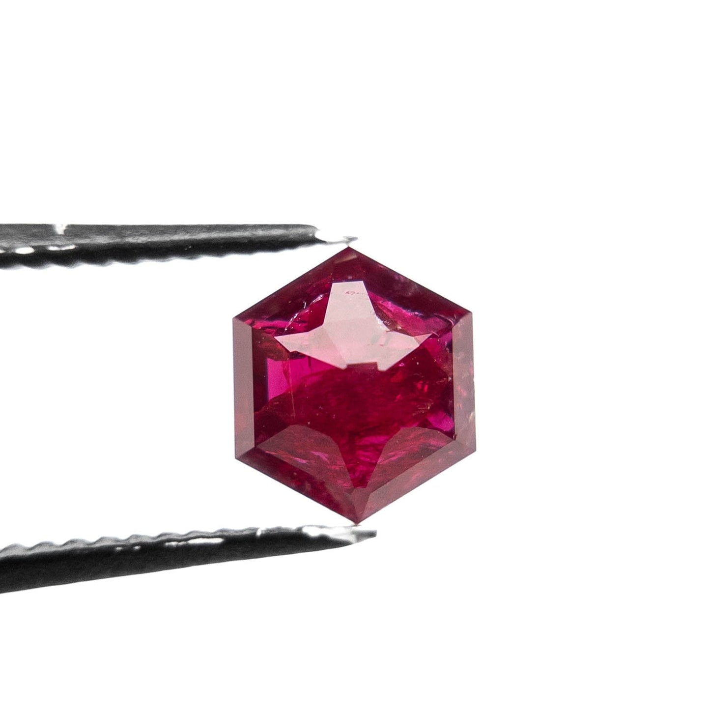 1.70 Carat Deep Red Double Cut Hexagon Ruby