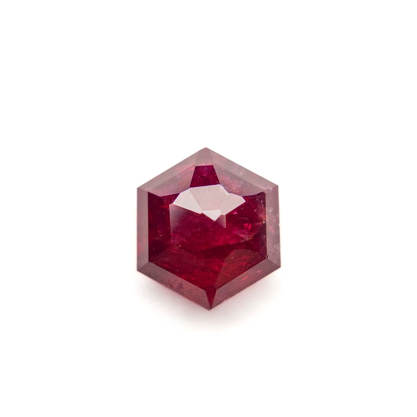 1.70 Carat Deep Red Double Cut Hexagon Ruby
