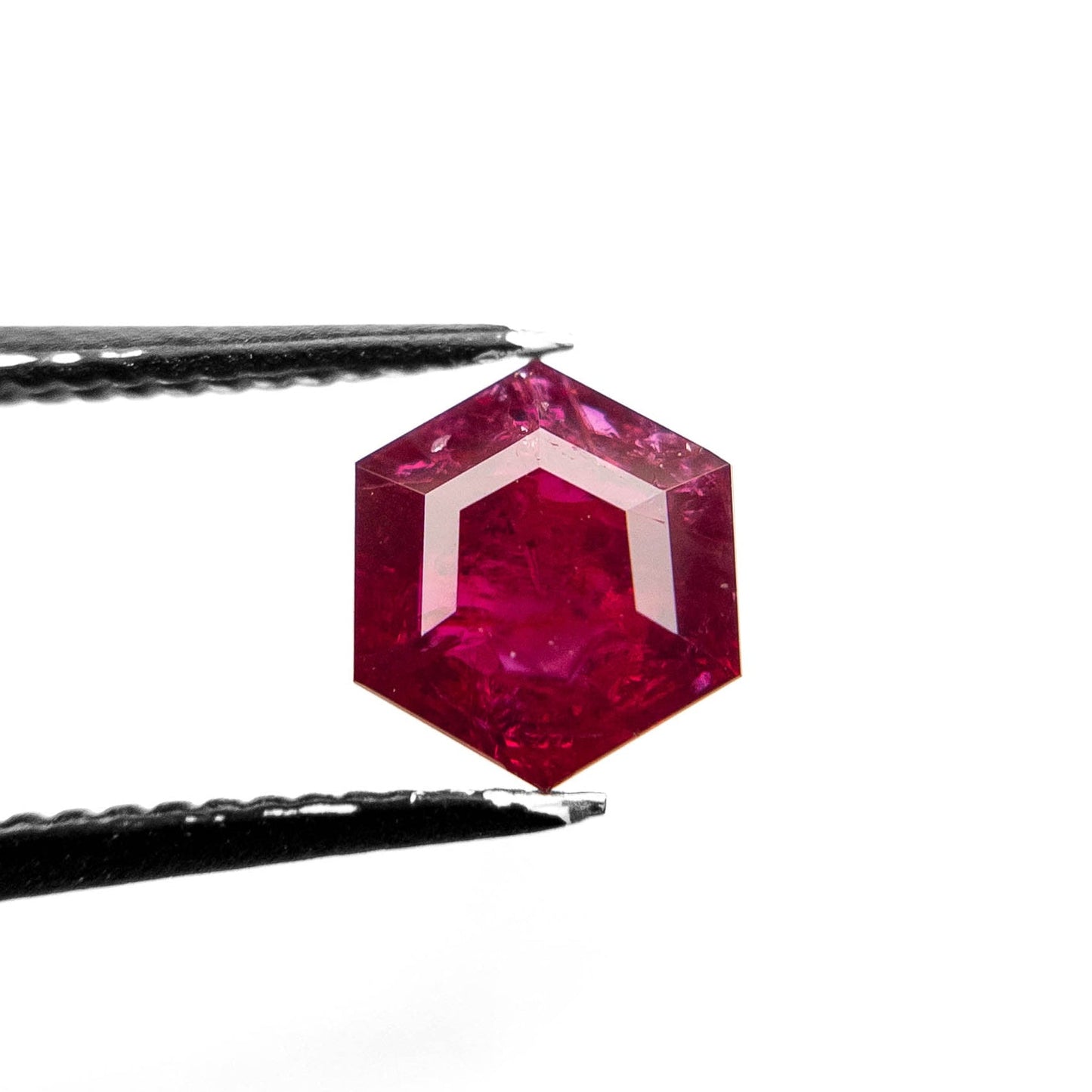 1.70 Carat Deep Red Double Cut Hexagon Ruby