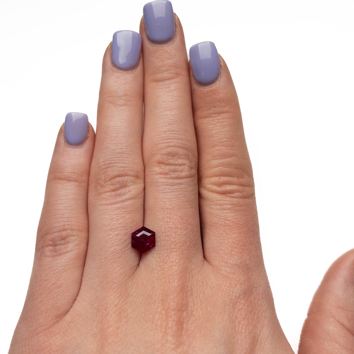 1.70 Carat Deep Red Double Cut Hexagon Ruby