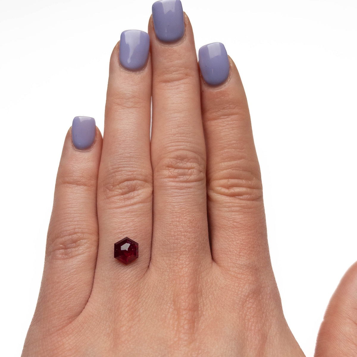 1.70 Carat Deep Red Double Cut Hexagon Ruby