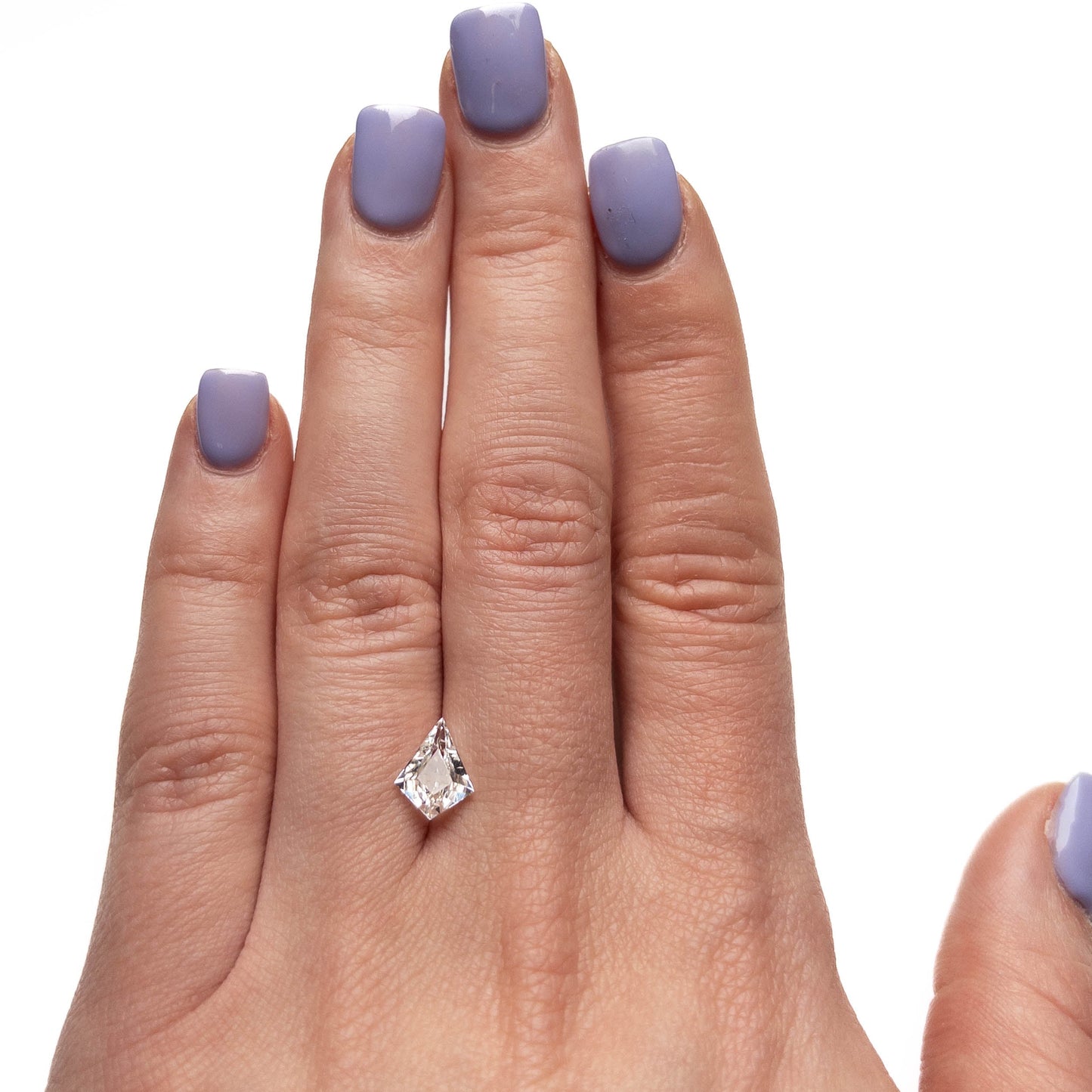 1.74 Carat Clear White Double Cut Kite Sapphire