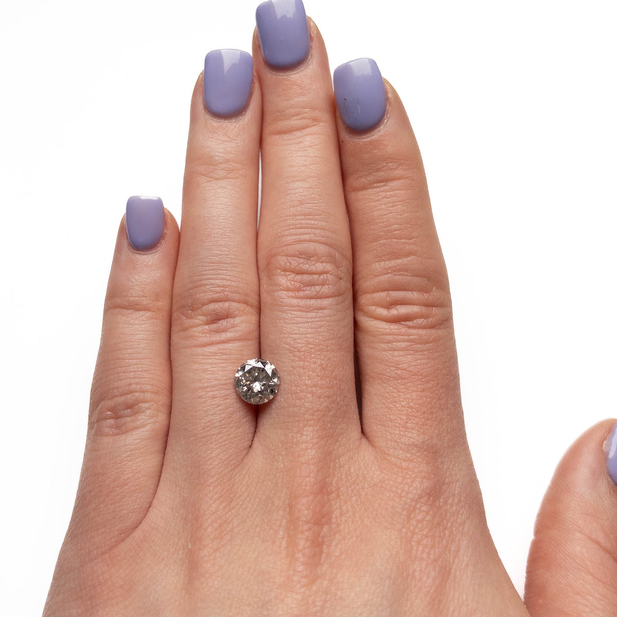 2.07 Carat Salt and Pepper Brilliant Cut Round Diamond