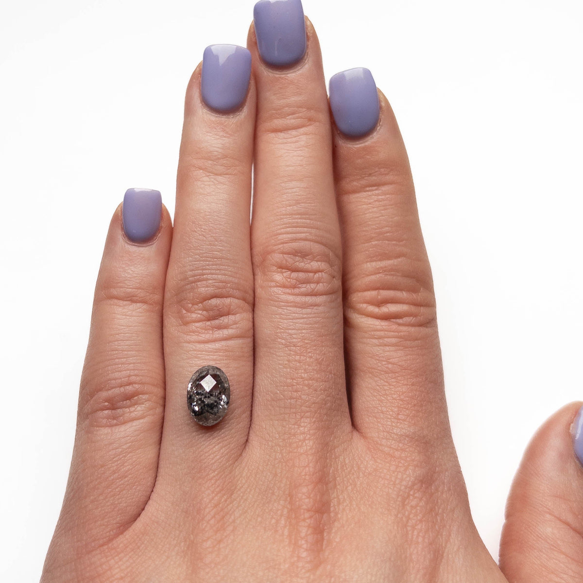 2.97 Carat Salt and Pepper Rose Cut Oval Diamond