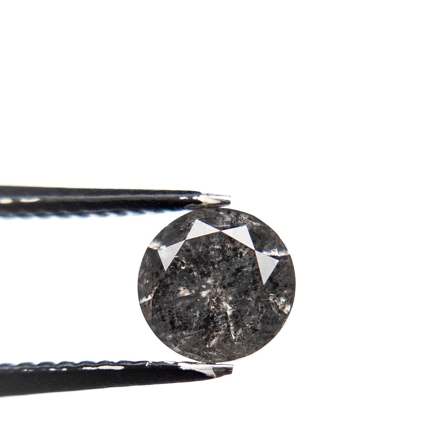 1.09 Carat Black Salt and Pepper Brilliant Cut Round Diamond