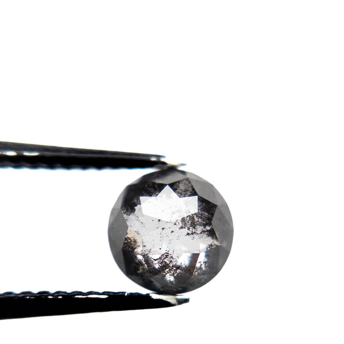 1.07 Carat Black Salt and Pepper Rose Cut Round Diamond