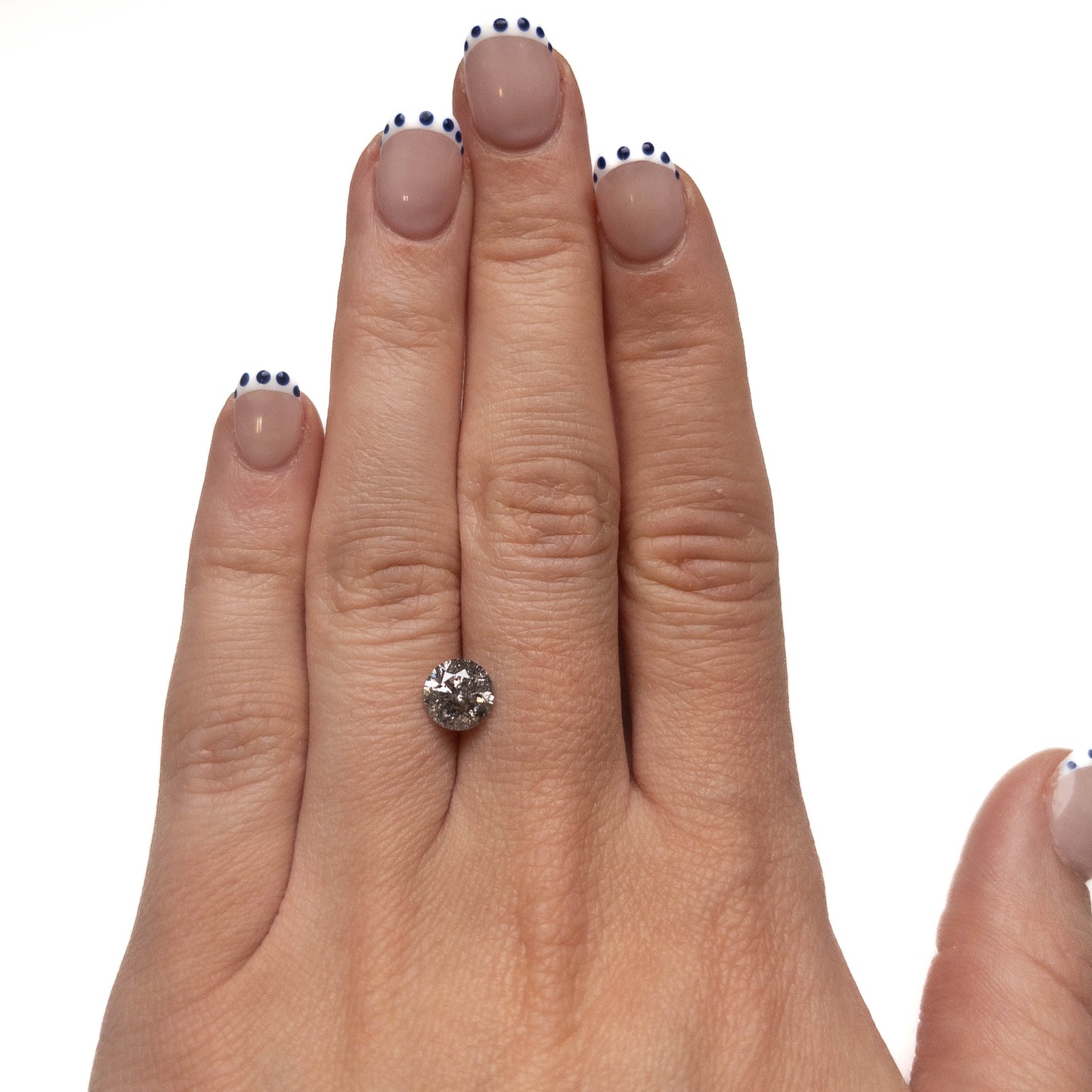 1.60 Carat Black Salt and Pepper Brilliant Cut Round Diamond