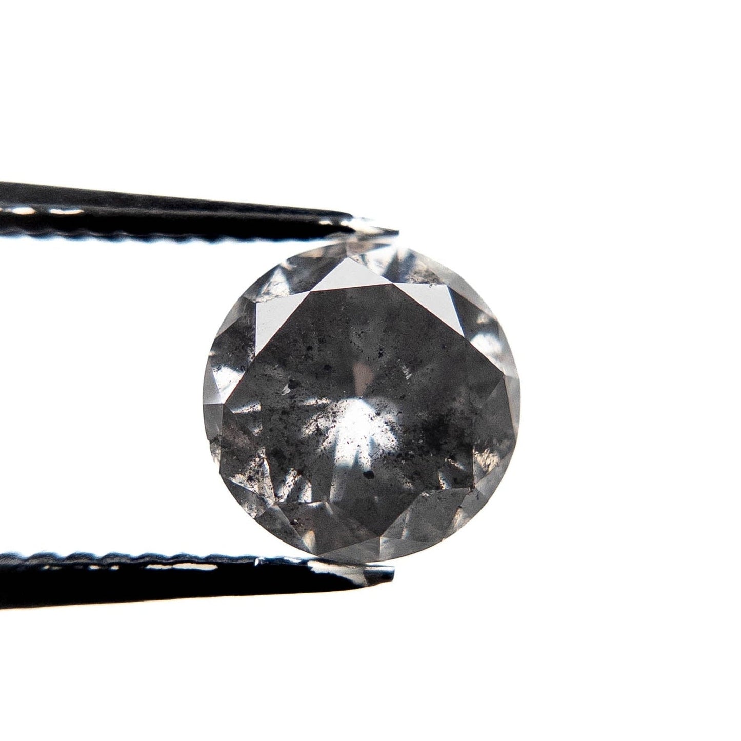 2.12 Carat Black Salt and Pepper Brilliant Cut Round Diamond