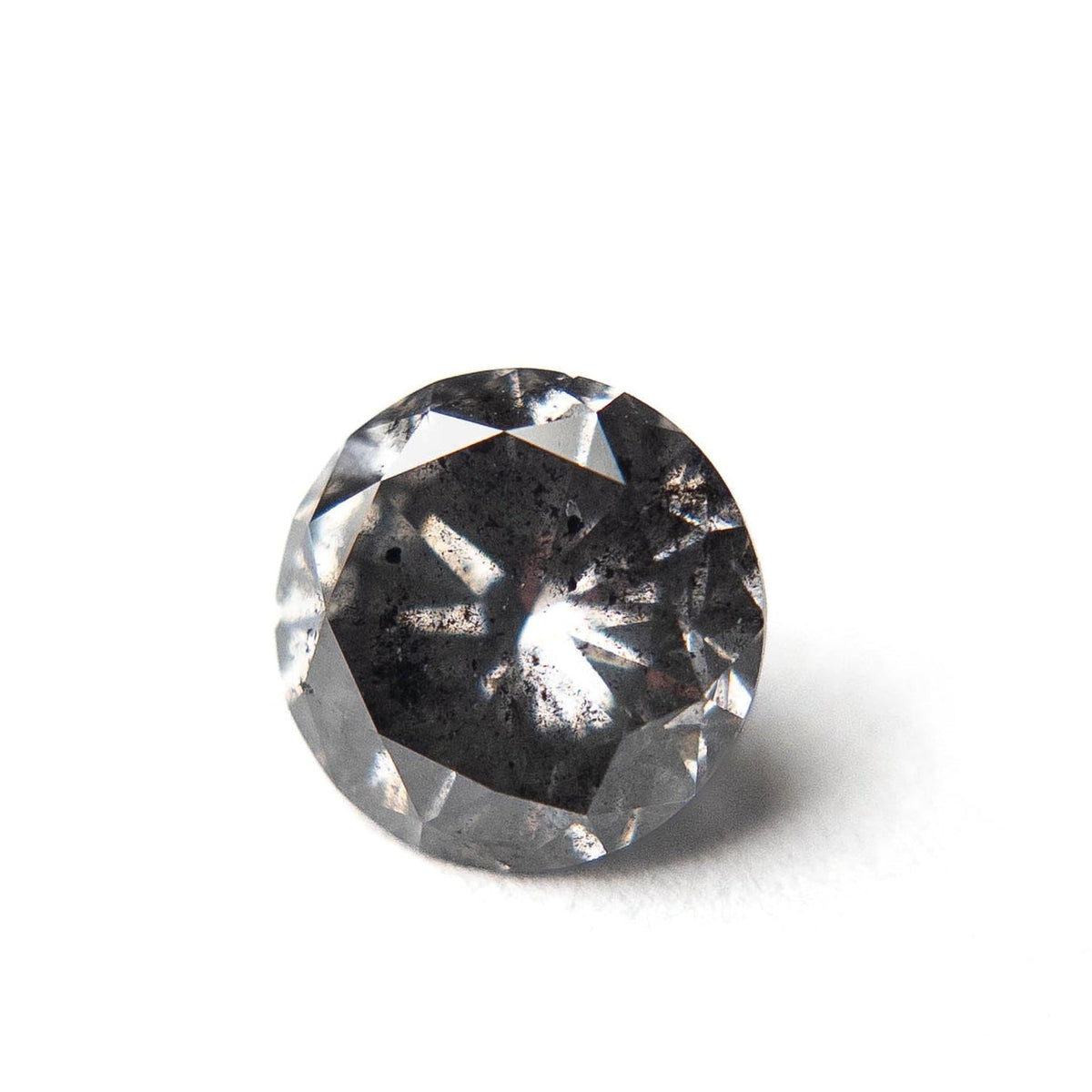 2.12 Carat Black Salt and Pepper Brilliant Cut Round Diamond