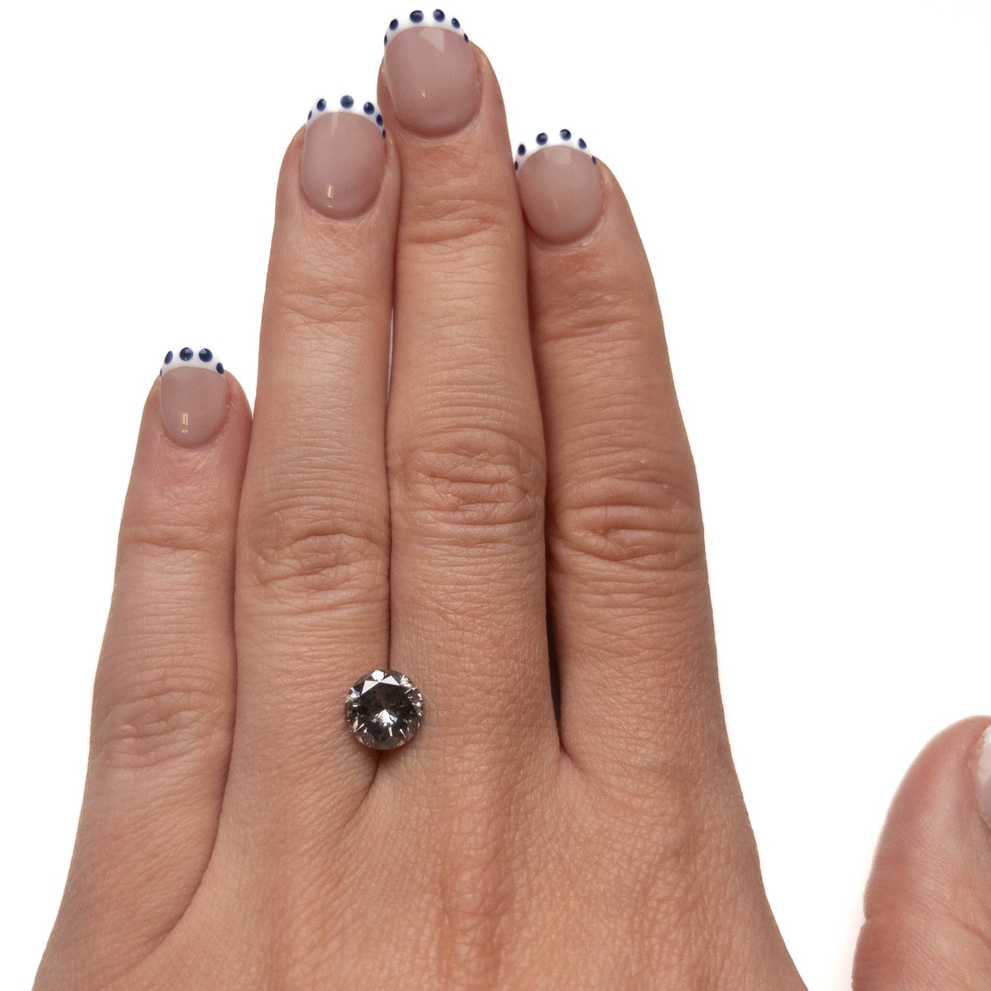 2.12 Carat Black Salt and Pepper Brilliant Cut Round Diamond
