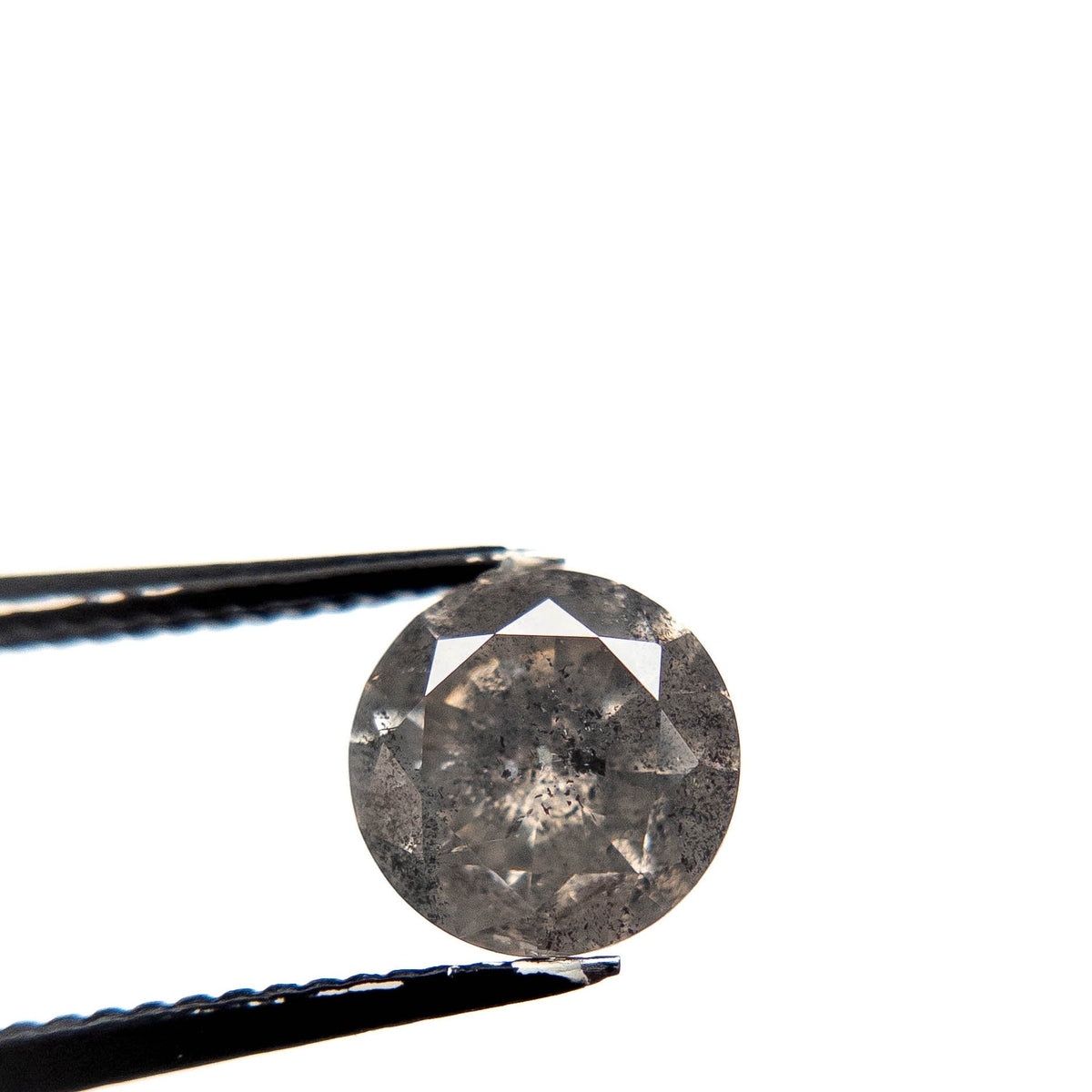 1.89 Carat Salt and Pepper Brilliant Cut Round Diamond